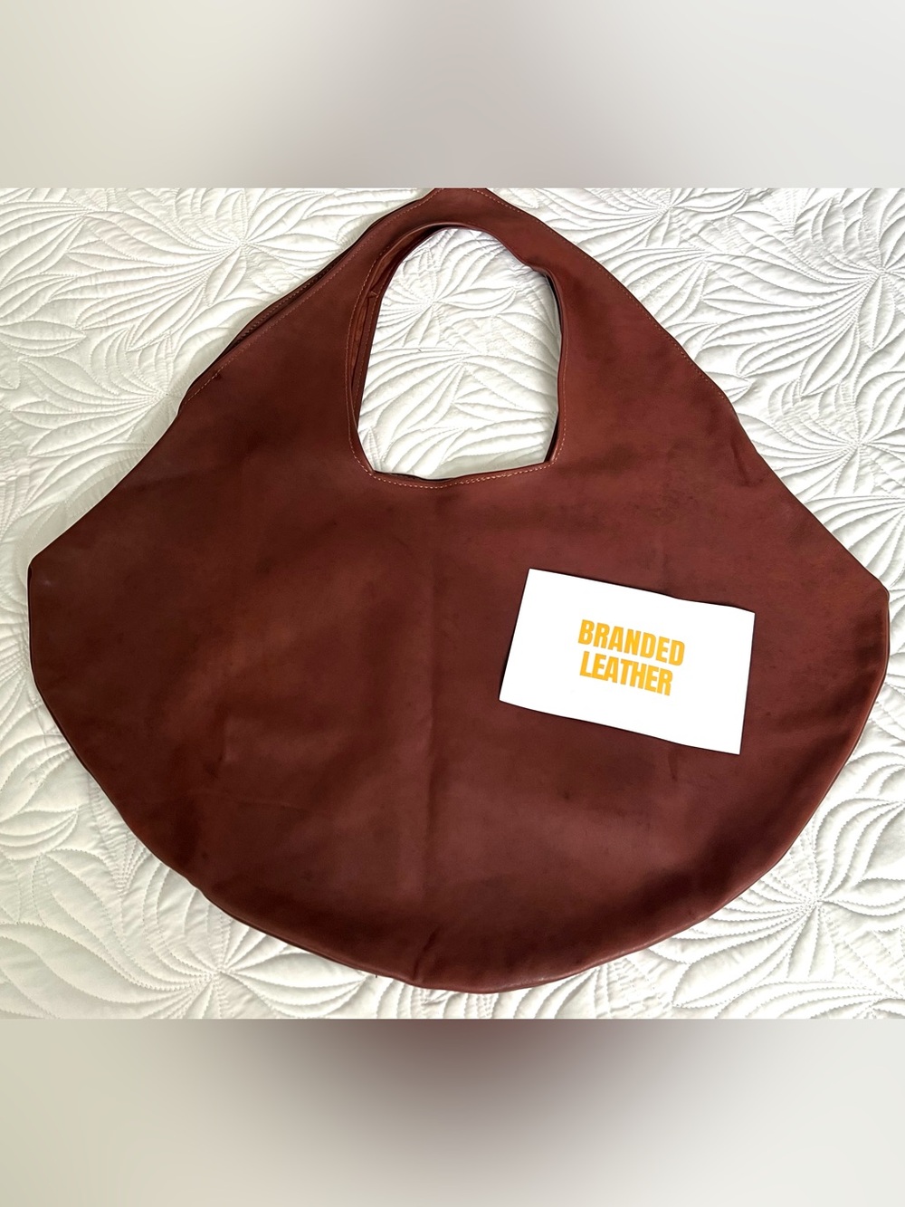 Branded Leather NYC Peter Bags Cognac Distressed Leather Round Shoulder Bag NEW